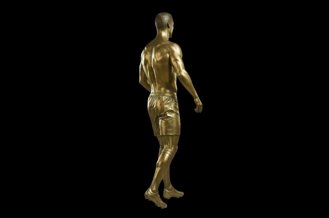 Gold statue of a boxer on a black background Cristiano Ronaldo Golden Doll
